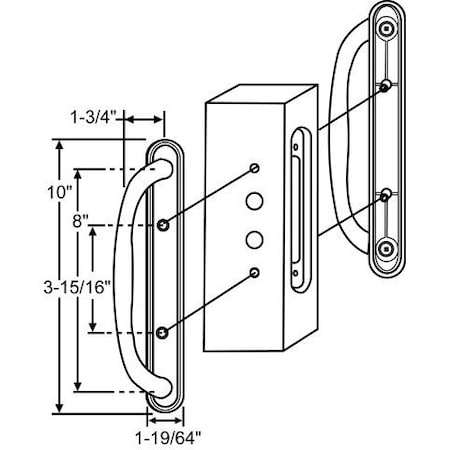 Strybuc PATIO DR HDL SET DUMMY WHITE 13-341WD